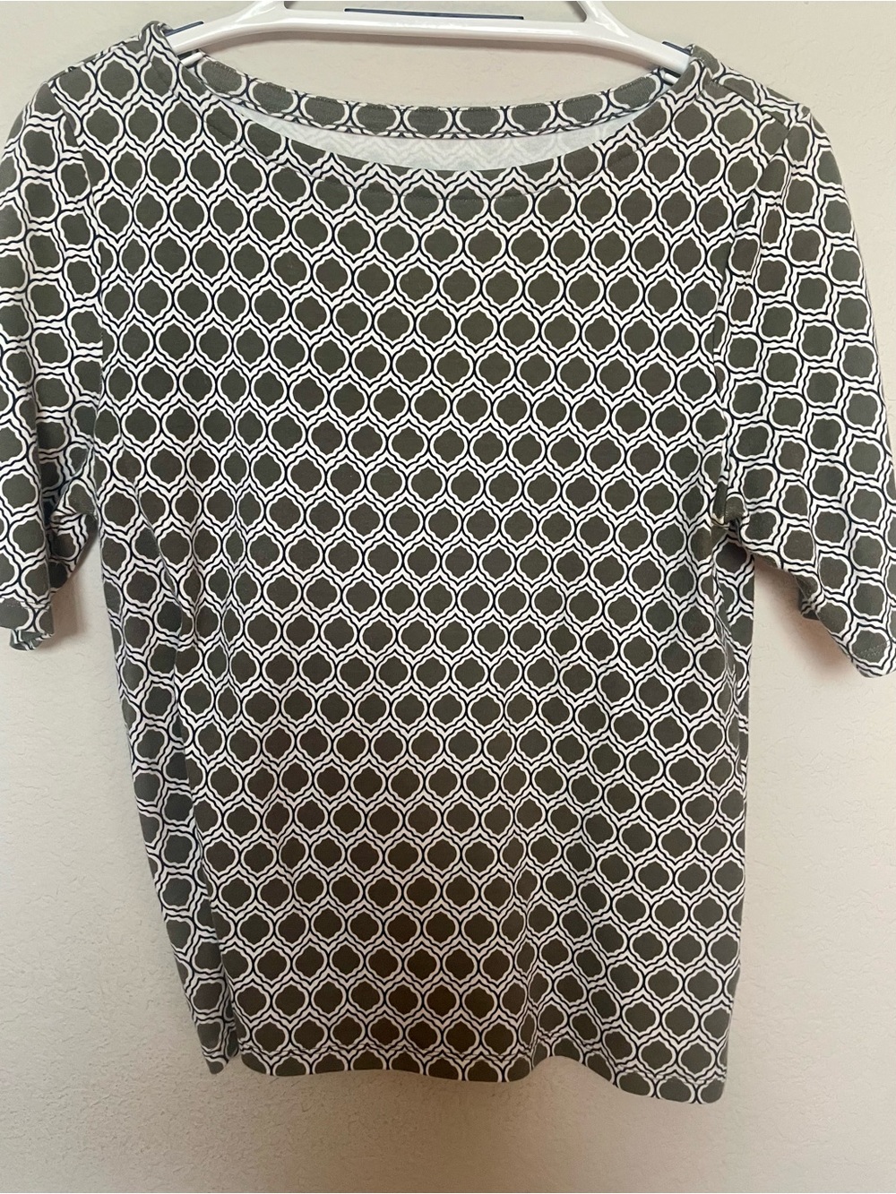 Charter Club Black and White Geometric Short Sleeve Top